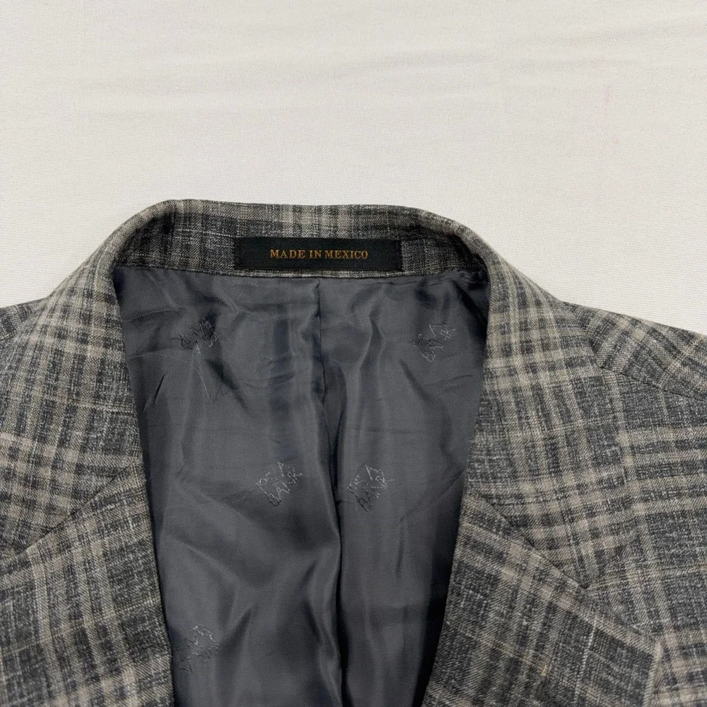 Jos. A. Bank Sport Coat Reserve E. Thomas Silk Wool Linen Plaid Grey Mens 50R